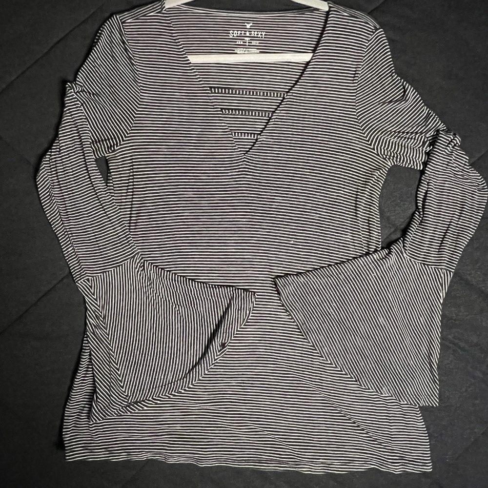 Stripe Bell Sleeve Top from American Eagle 🦅